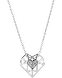Spero London - Geometric Heart Necklace Sterling - Lyst