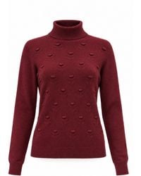 James Lakeland - Burgundy Floral Roll Neck Jumper - Lyst