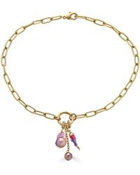 Loni Paul Jewelry - Peach Baroque Pearl Charm Cluster Necklace - Lyst