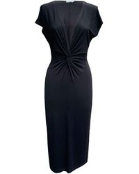 Imaatu - Masee Knot Front Extremely Deep V-Neck Sculpting Elastic Viscose Midi Dress - Lyst