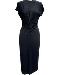 Imaatu - Masee Knot Front Extremely Deep V-Neck Sculpting Elastic Viscose Midi Dress - Lyst