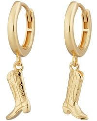 Scream Pretty - Cowboy Boot Charm Hoop Earrings - Lyst