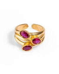 Ebru Jewelry - Trio Ruby Gemstone Adjustable Cocktail Ring - Lyst
