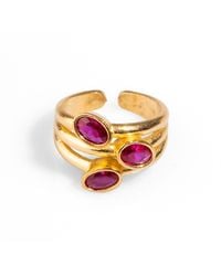 Ebru Jewelry - Trio Ruby Gemstone Adjustable Cocktail Ring - Lyst