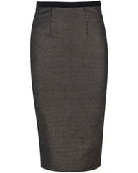 Conquista - Print Punto Di Roma Pencil Skirt With Slit - Lyst