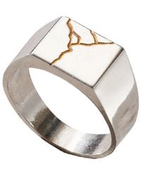 Posh Totty Designs - Sterling Silver Unisex Chunky Kintsugi Signet Ring - Lyst