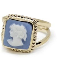 Vintouch Italy - The Beloved Gold-plated Sky Blue Cameo Ring - Lyst