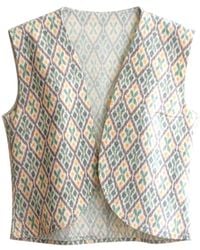 Stovaria - Handwoven Ikat Silk Vest – Bold Pattern, Effortless Charm - Lyst