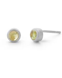 Nellou Jewellery - Peridot Mini Gem Dot August Birthstone Earrings Sterling - Lyst