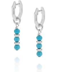 Nellou Jewellery - Linear Huggie December Birthstone Earrings Sterling - Lyst