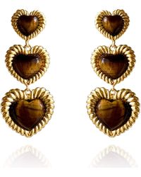 Laura Gray - Sloan Triple Heart Earrings - Lyst
