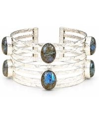 Saéa - Labradorite Hammered Wide Cuff Bracelet - Lyst