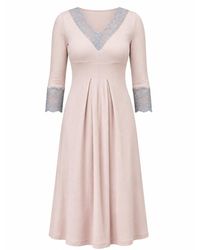 Oh!Zuza - Neutrals Santal Lace Trim Midi Nightshirt – Vanilla - Lyst