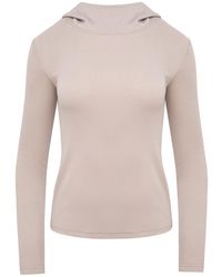 Mandragora - Neutrals Ribbed Viscose Hoodie Top - Lyst