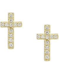 KAMARIA - Cross Diamond Stud Earrings - Lyst