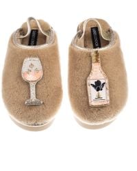 Laines London - Neutrals Flatform Cloud Closed Toe Slippers With Angelic Rose Wine Brooches - Lyst