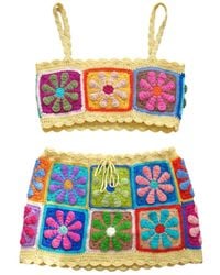 Ana Chic - Flower Granny Square Handmade Crochet Top And Skirt Set - Lyst