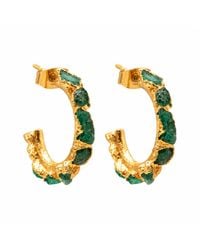 Lalinde - Small Emerald Hoops - Lyst