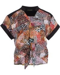 Conquista - Tie Detail Print Top - Lyst
