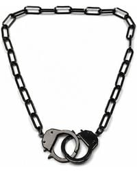 Jagged Halo Jewelry - Love Bond Handcuff Chain Necklace Stainless Steel Rhodium Plating - Lyst