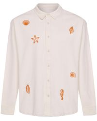 INGMARSON - Shell Embroidered Organic Cotton Shirt Ecru - Lyst