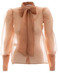 Sofia Tsereteli - Organza Nude Blouse - Lyst