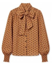 Louche - Aditi Spot Tie Neck Blouse - Lyst