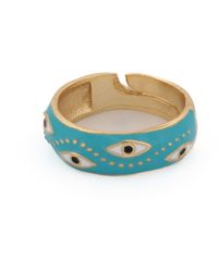 Ebru Jewelry - Enamel Evil Eye Adjustable Band Ring - Lyst
