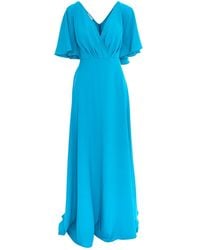 ROSERRY - Florence Maxi Dress With Butterfly Sleeves In Turquoise - Lyst