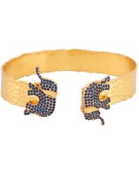 Ebru Jewelry - Guardian Sapphire Elephant Cuff Bracelet - Lyst