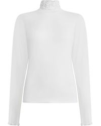 James Lakeland - Ruffle Neck Cream Top - Lyst
