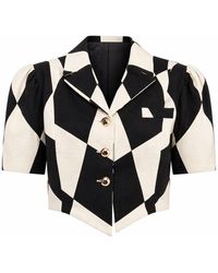 Castaneda - Shot Sleeves Tailored Jacket Crop Waist - Lyst
