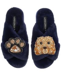 Laines London - Classic Laines Slippers With Enki Doo The Cockapoo & Paw Brooches - Lyst