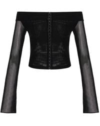Khéla the Label - Hooked Up Off Shoulder Mesh Top With Hook And Eye Closure - Lyst