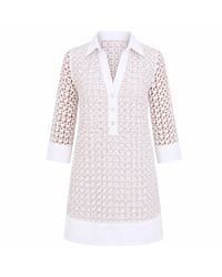 MARICEL - Petalo Sangallo Linen Mini Dress - Lyst