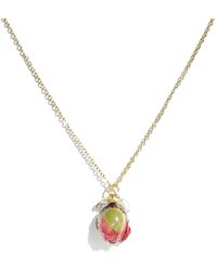 I'MMANY LONDON - Real Flower Ingrid Chain Necklace With Rosebud, Crystal & Pearl Pendants - Lyst