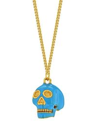 True Rocks - Turquoise Enamel & Gold Plated Mini Skull Pendant - Lyst