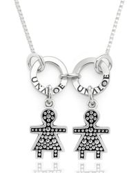 Unaloe - Sterling Necklace With Two Baby Girl Charms, Perfect Gift For Moms And Families - Lyst