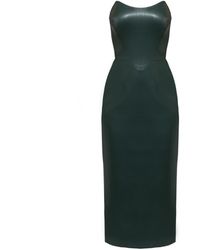 Nomi Fame - Angelina Dark Faux Leather Corset Midi Dress - Lyst