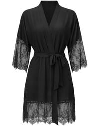 Carol Coelho - Orchid Lace-Trimmed Kimono Robe - Lyst