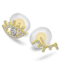 Genevieve Collection - 18k Yellow Gold Evil Eye & Eyelash Diamond Earring - Lyst
