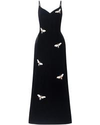 Silk and Bears - Hand-Embroidered Bee Silk Velvet Maxi Evening Dress - Lyst