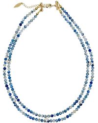 Farra - Double Layers Faceted Kyanite With Zircon Stone Collar Necklace - Lyst