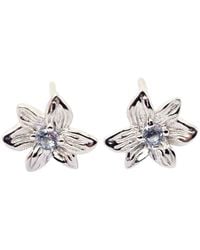 Harfi - Aquamarine March Birthstone Daffodil Birthflower Sterlling Stud Earrings - Lyst