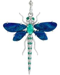 Artisan - Opal Wing Dragonfly Pendant With Emerald & Diamonds - Lyst