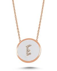 Ecce | Artisan Diamonds - 14K Solid Rose Enamel Full Diamond Initial Necklace - Lyst