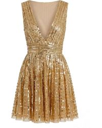 Mac Duggal - Sleeveless Embellished V-Neck Mini Dress - Lyst