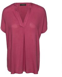 Conquista - Sleeveless Burgundy Linen Style Top - Lyst
