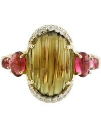Artisan - 14K Tourmaline, Tourmaline & Diamond Statement Ring - Lyst