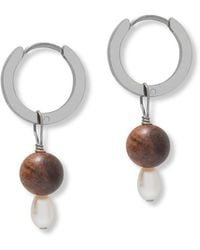 A Weathered Penny - Small Pearl & Wooden Hoops - Lyst
